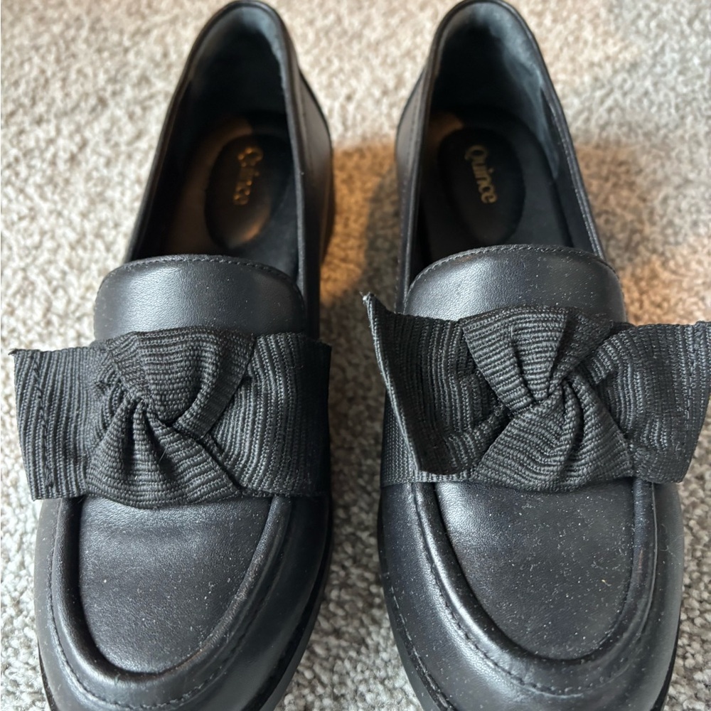 Quince Black Grosgrain Bow Loafers - Picture 2 of 11